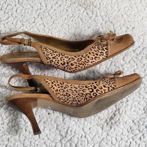 Franco Sarto Leopard Print Calf Hair Slingback Pumps kitten heels size 6.5 - Picture 3 of 6